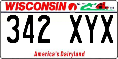 WI license plate 342XYX