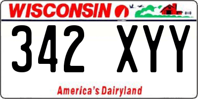 WI license plate 342XYY