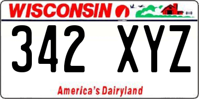 WI license plate 342XYZ