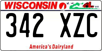 WI license plate 342XZC