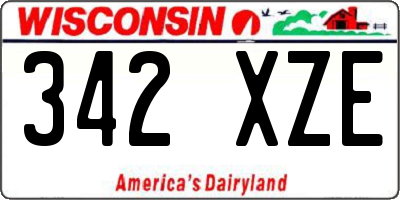 WI license plate 342XZE