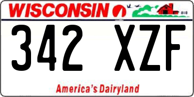WI license plate 342XZF