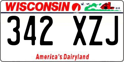 WI license plate 342XZJ
