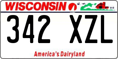 WI license plate 342XZL