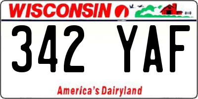 WI license plate 342YAF