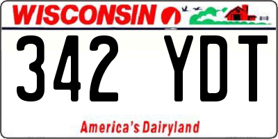WI license plate 342YDT
