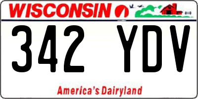 WI license plate 342YDV