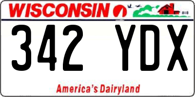 WI license plate 342YDX