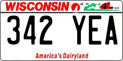 WI license plate 342YEA