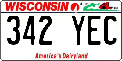 WI license plate 342YEC