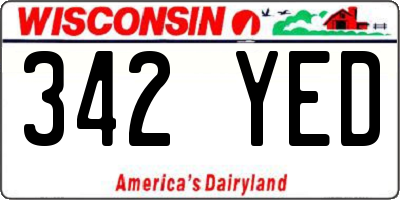WI license plate 342YED