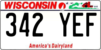 WI license plate 342YEF