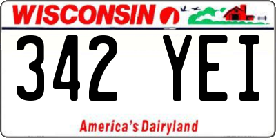 WI license plate 342YEI