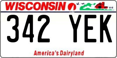 WI license plate 342YEK