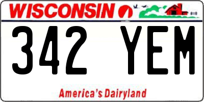 WI license plate 342YEM