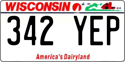 WI license plate 342YEP