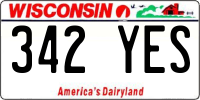 WI license plate 342YES
