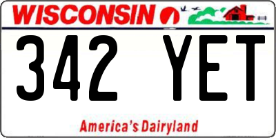 WI license plate 342YET