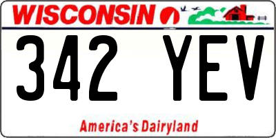 WI license plate 342YEV