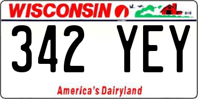 WI license plate 342YEY