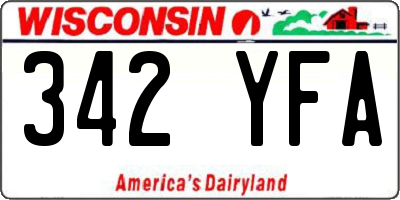 WI license plate 342YFA