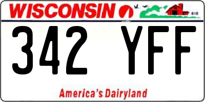 WI license plate 342YFF