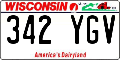 WI license plate 342YGV