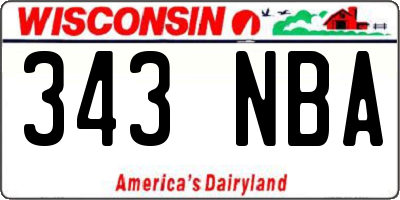 WI license plate 343NBA