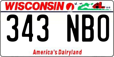 WI license plate 343NBO