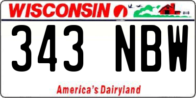 WI license plate 343NBW