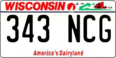 WI license plate 343NCG