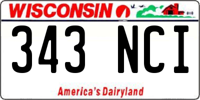 WI license plate 343NCI
