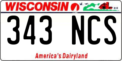 WI license plate 343NCS
