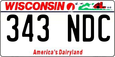 WI license plate 343NDC