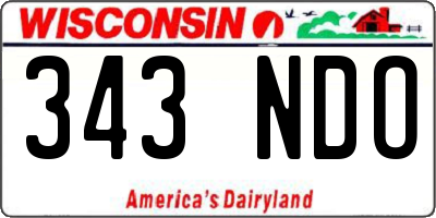 WI license plate 343NDO