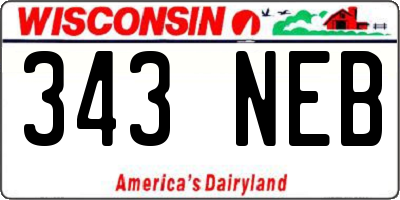 WI license plate 343NEB