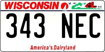 WI license plate 343NEC