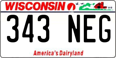 WI license plate 343NEG