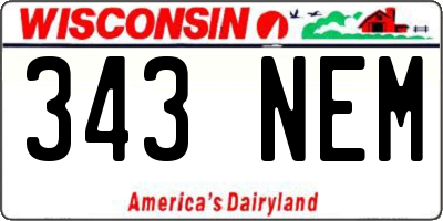 WI license plate 343NEM
