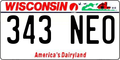 WI license plate 343NEO