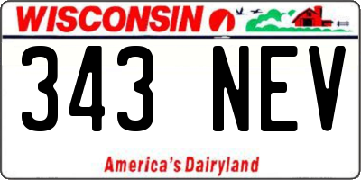WI license plate 343NEV