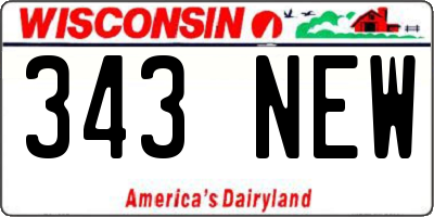 WI license plate 343NEW