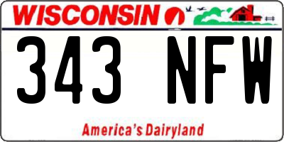 WI license plate 343NFW