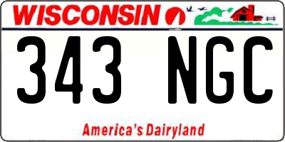 WI license plate 343NGC