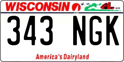 WI license plate 343NGK