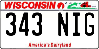 WI license plate 343NIG
