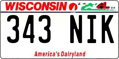 WI license plate 343NIK