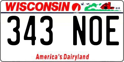 WI license plate 343NOE