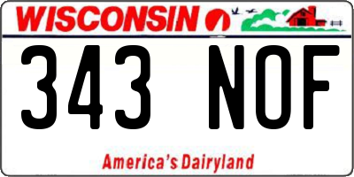 WI license plate 343NOF