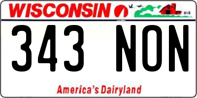 WI license plate 343NON